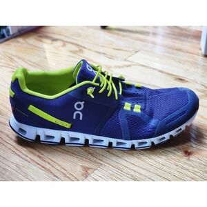 On Cloud Women Running Shoes Navy Blue Lime Green Sneakers W10 42 8